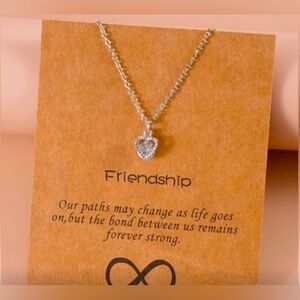 Cubic Zirconia Heart Pendant Necklace w/ Gift Message. Great graduation gift!💝